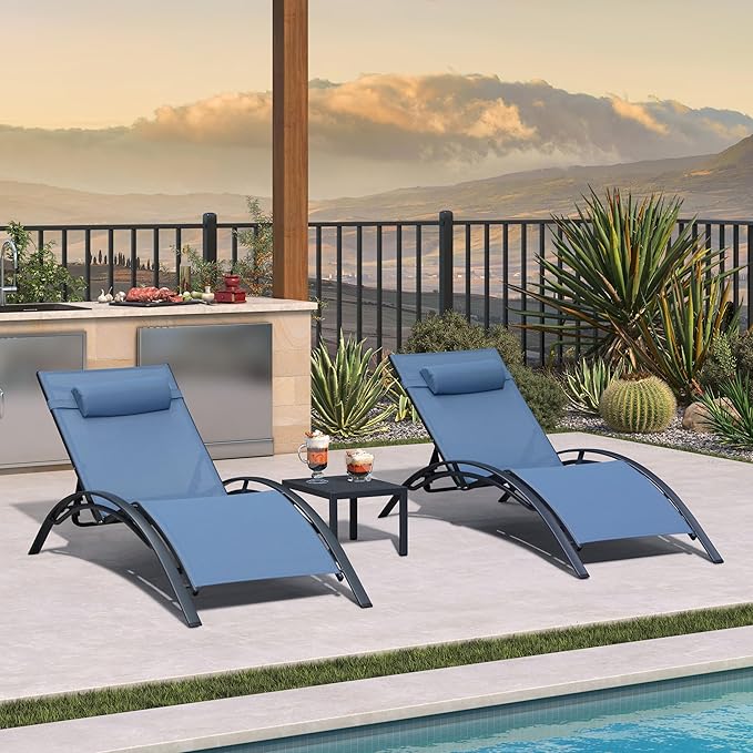 PURPLE LEAF Patio Oversized Chaise Lounge Chair Set - Image 3