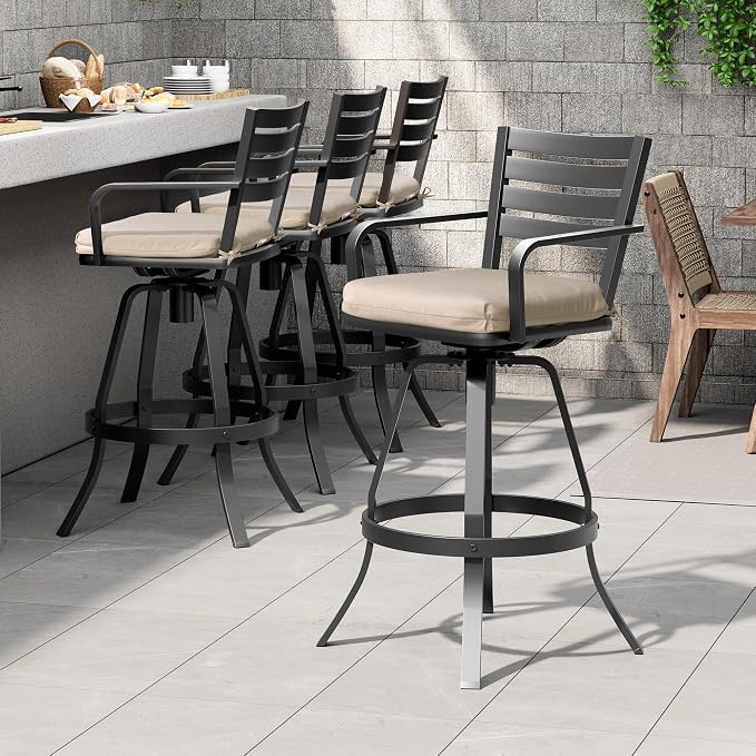 Pellebant 29.5" Outdoor Bar Stools Set of 8, Aluminum Swivel Patio Bar Height - Image 2