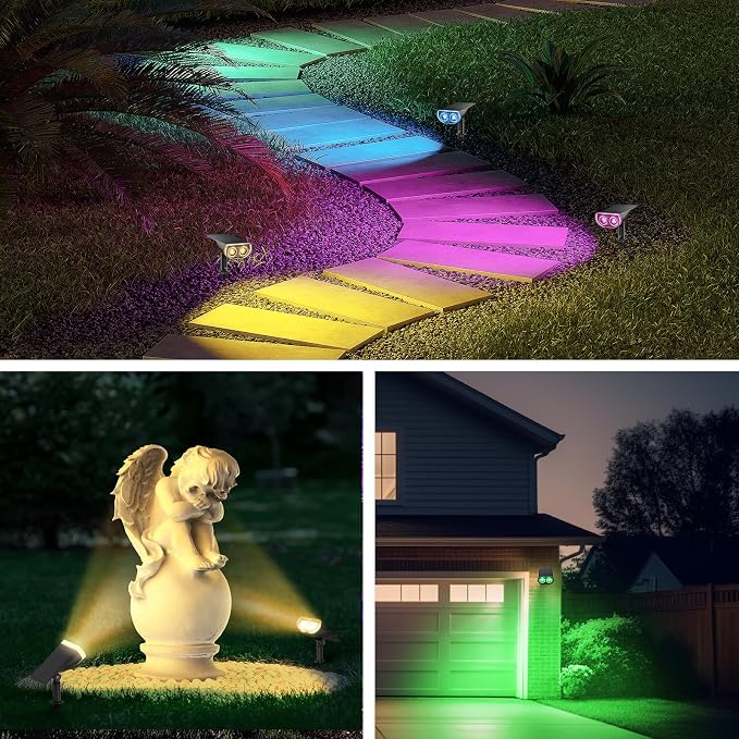 Consciot Solar Color Changing Outdoor Spotlights, 7 Lighting Modes Outside - Image 7