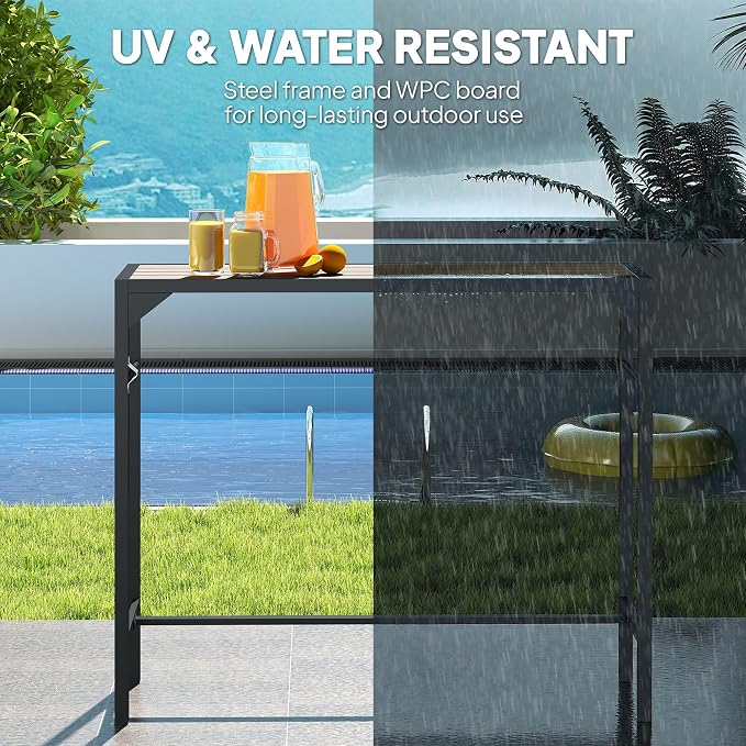 Outsunny 47" Outdoor Bar Table, Bar Height Patio Table - Image 5