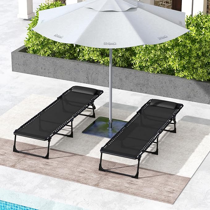 Outsunny Folding Chaise Lounge Chair Set of 2, Patio Sun Tanning Chair - Image 7