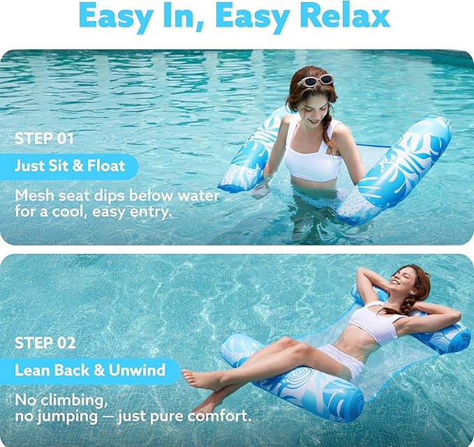 SLOOSH 2 Packs Hammock Pool Floats Adults, 4-in-1 Multi-Purpose Inflatable Pool - Image 4
