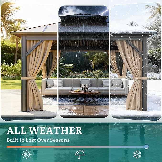 YITAHOME 10X10FT Polycarbonate Gazebo Outdoor Patio Double Top Canopy - Image 4