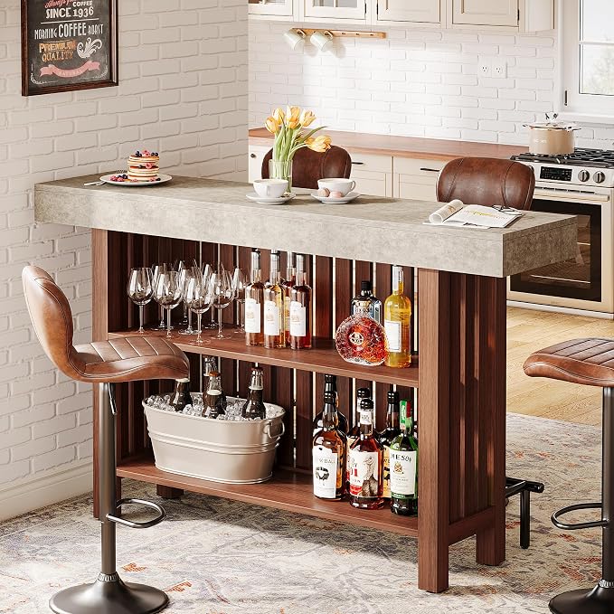Tribesigns 63-Inch Large Home Bar Unit, 2-Tier Mini Bar Table, Height Pub Table - Image 3
