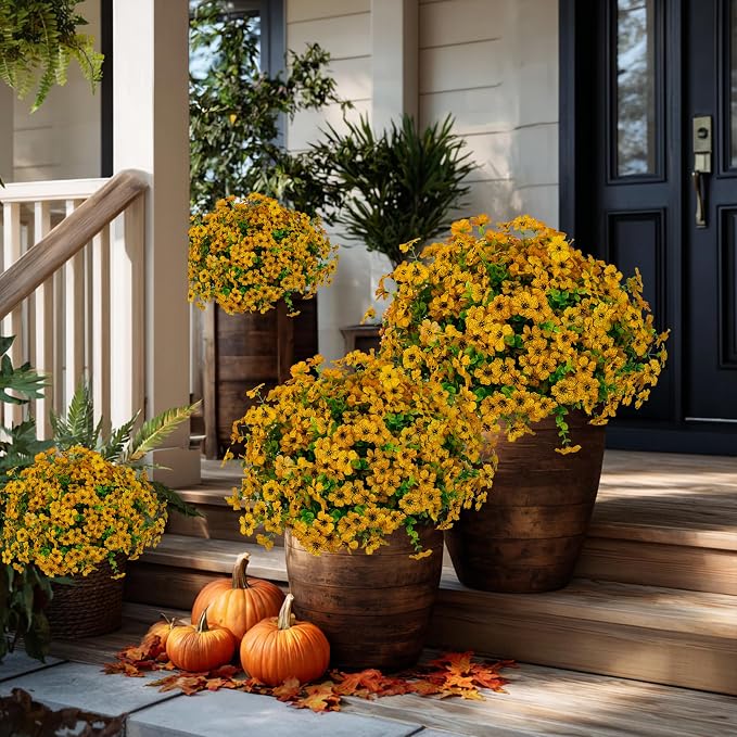 Artificial Fall Flowers for Outdoors Fake Mums - Image 4