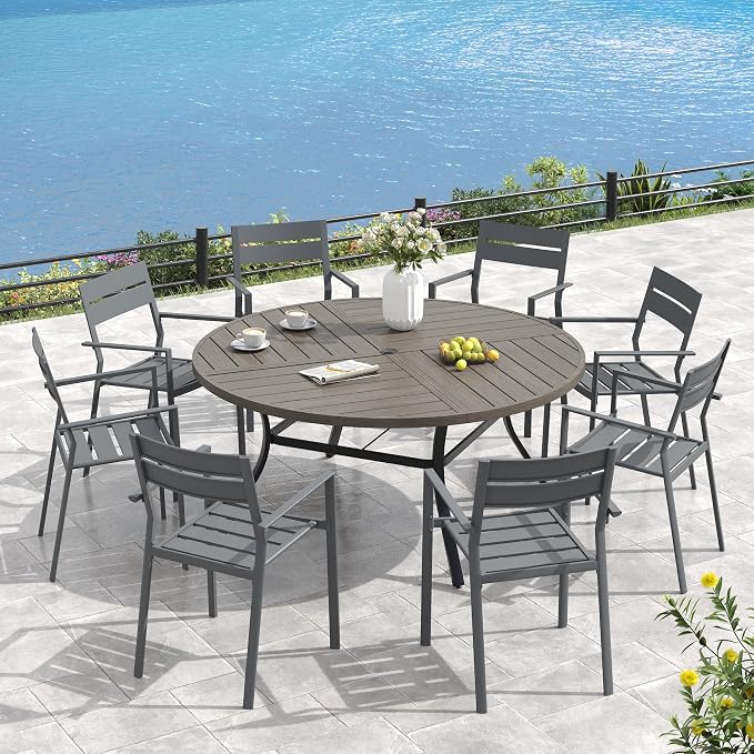 VICLLAX 53" Round Outdoor Table, Patio Dining Table - Image 7