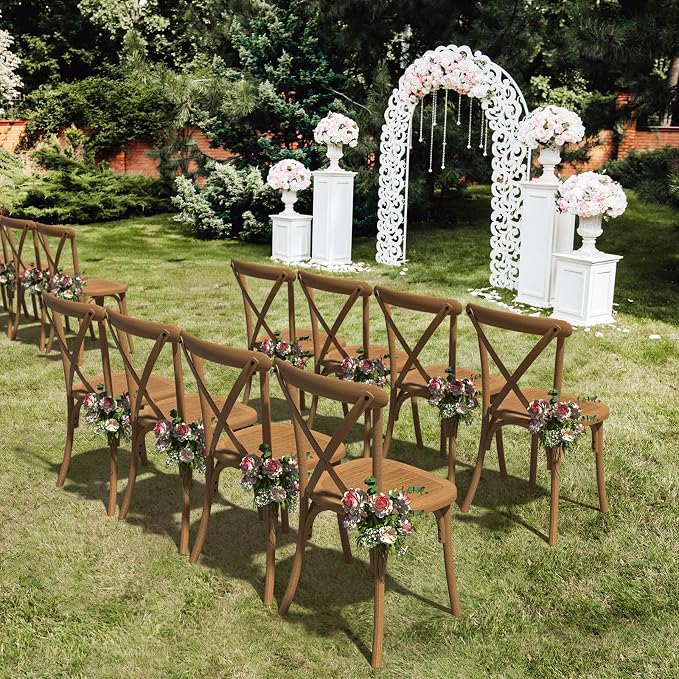 VINGLI Plastic Outdoor Dining Chairs Set of 8, Stackable Patio Dining Chairs - Image 8