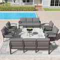 Kullavik Aluminum Patio Furniture Set, 7 Pieces 10 Seat Metal Outdoor Furniture by KULLAVIK