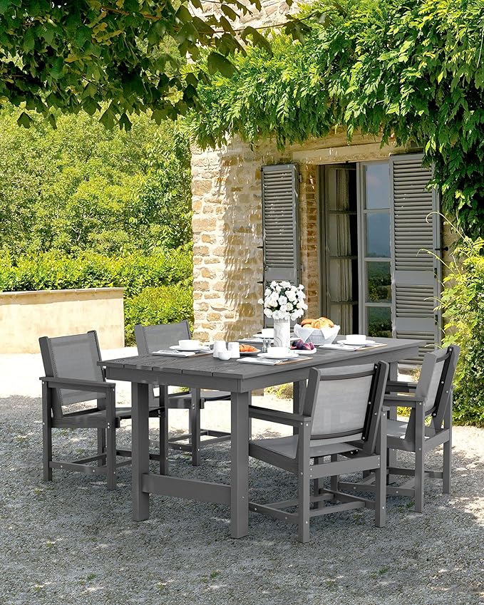 SERWALL Patio Dining Sets for 6, Outdoor HDPE Dining Set - Image 6