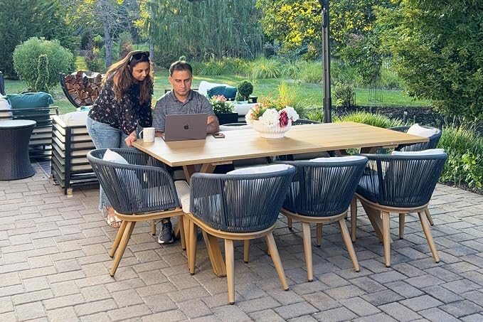 PURPLE LEAF 9 Pieces Patio Dining Set Wicker Outdoor Furniture Rectangular - Image 2