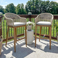 PURPLE LEAF Outdoor Bar Height Stools Set of 2 Patio Metal Modern Wicker Rattan by PURPLELEAF