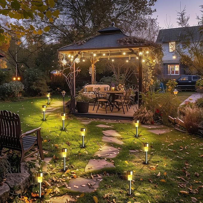 GIGALUMI Solar Pathway Lights, Stainless Steel IP44 Waterproof Auto On/Off - Image 2