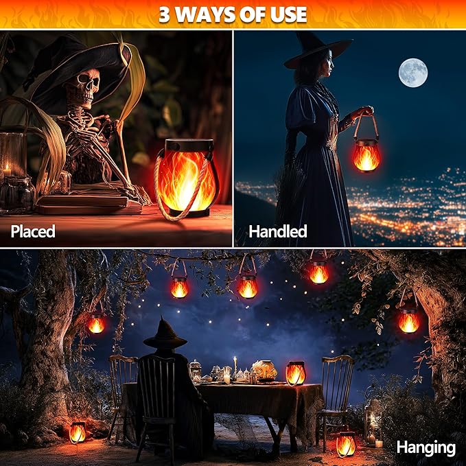 iBaycon 1 Pack Solar Lanterns Lights, Halloween Flickering Flame Garden Lights - Image 6