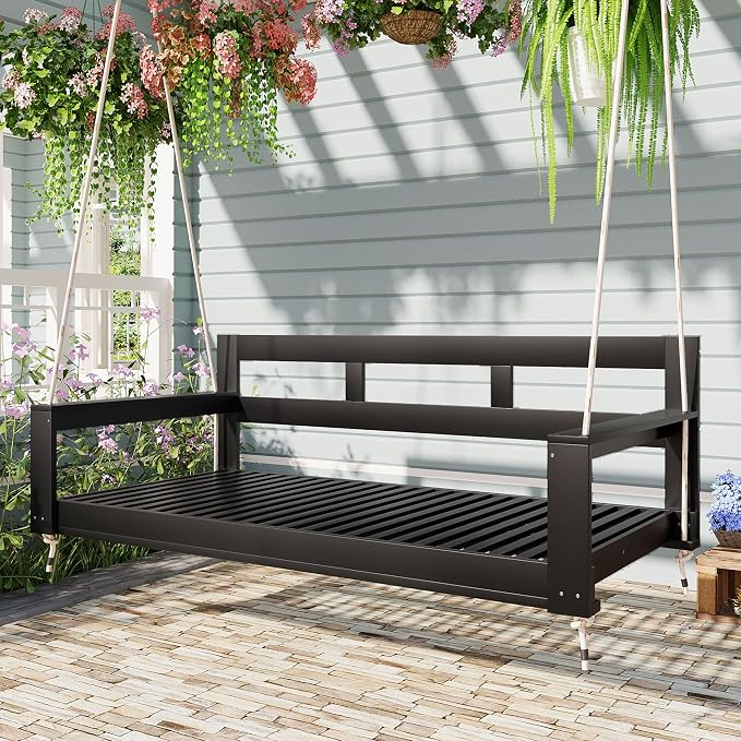 Harper & Bright Designs Patio Wooden Twin Size Porch Swing Daybed Frame by HarperBrightDesigns