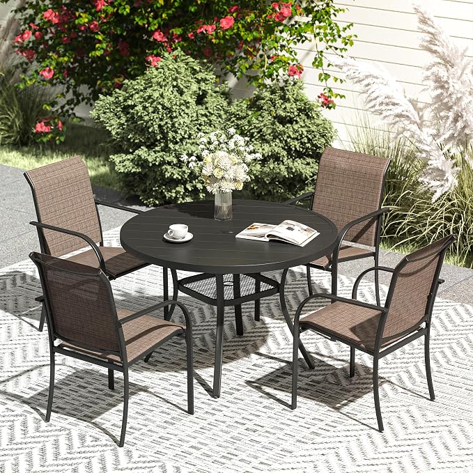 VICLLAX Patio Dining Set for 4, Outdoor Furniture Set Includes 41.2" Round by HOME