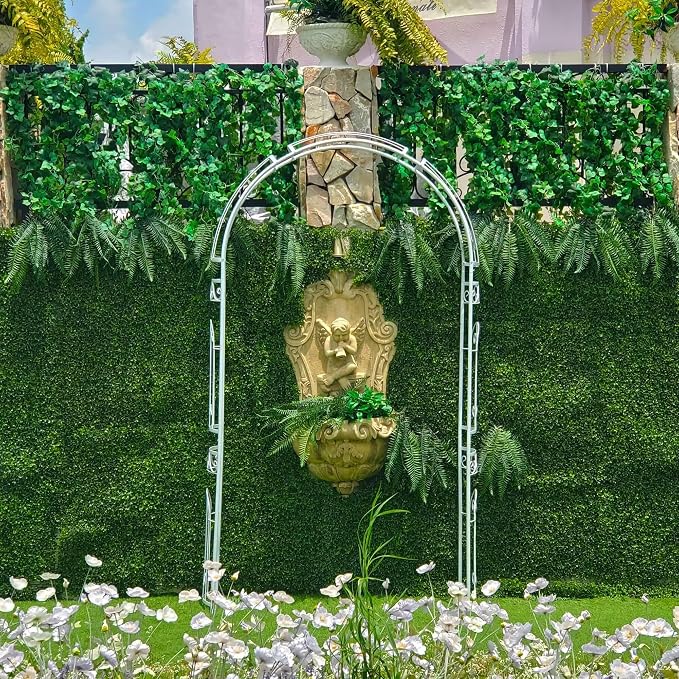 SCENDOR White Wedding Arch Garden Arbor Curved Metal Archway - Image 2