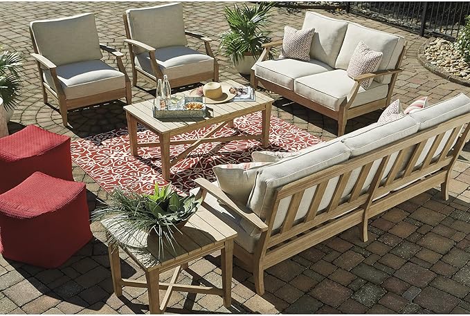 Signature Design by Ashley Clare View Outdoor Patio Sofa, 4 Throw Pillows - Image 5