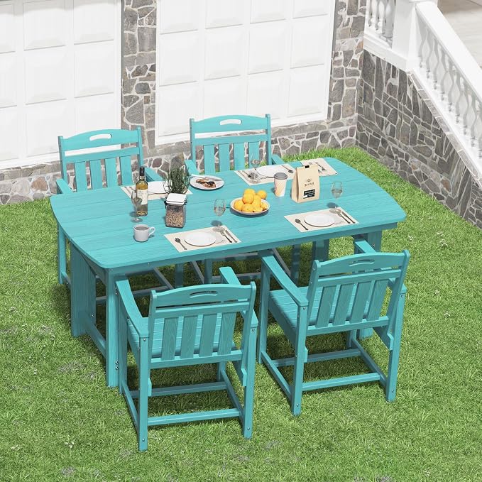 HDPE Outdoor Dining Set, Patio Table and Chairs Set, All-Weather 5-Piece - Image 9