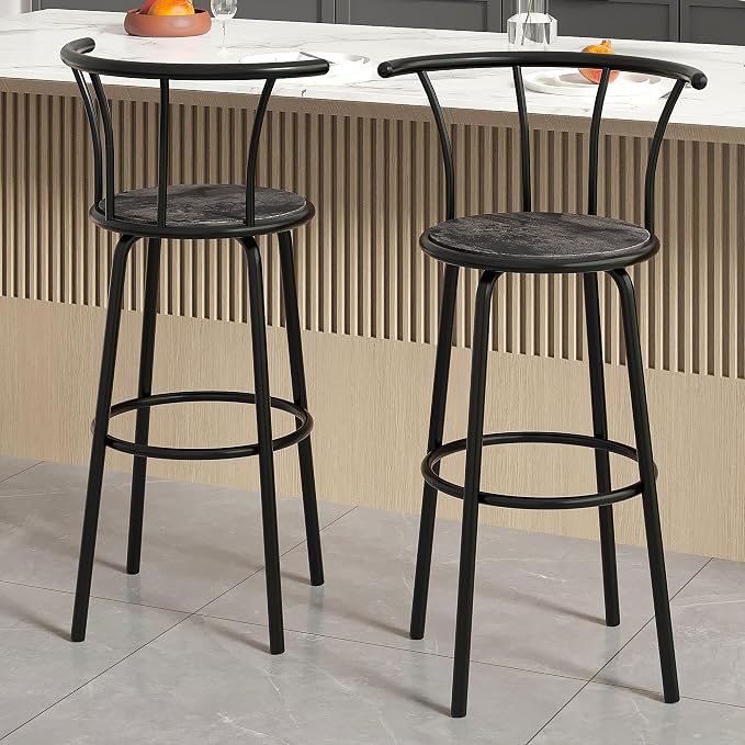 VECELO Bar Stools Set of 2, Swivel Counter Barstools - Image 3