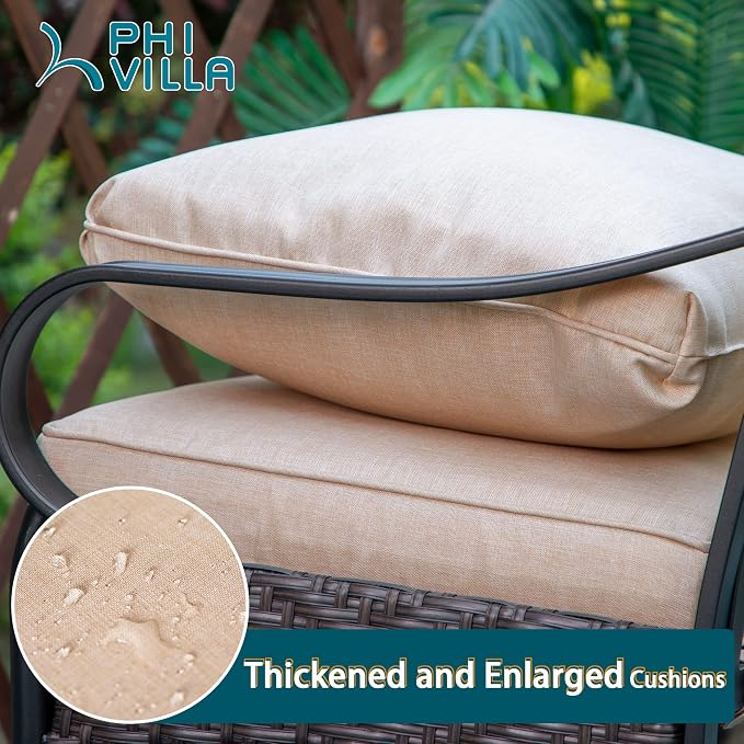 PHI VILLA Outdoor Dining Chairs Set of 4, Heavy Duty Outdoor Metal Wicker - Image 4
