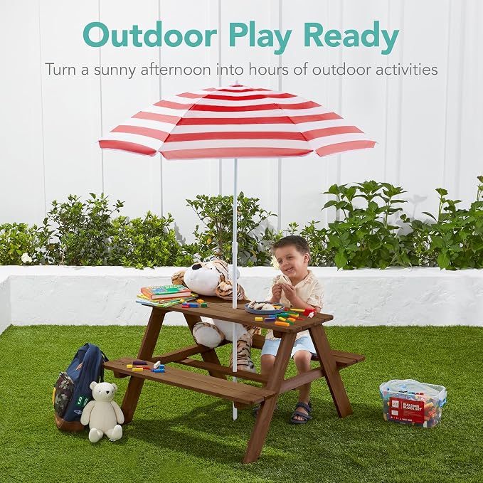 Best Choice Products Wooden Kids Picnic Table - Image 4