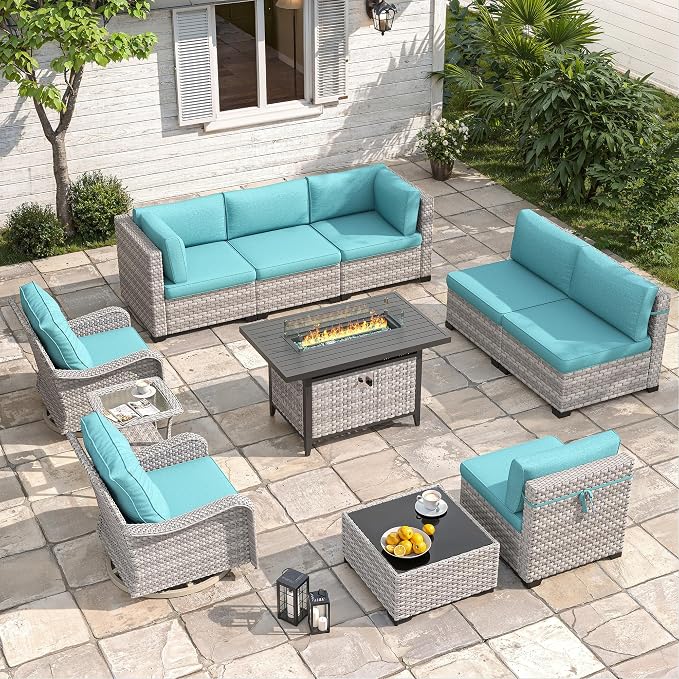 8-Seat Outdoor Wicker Patio Furniture Set by MASIONBACKYARDS