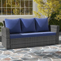 Wisteria Lane All Weather Wicker Patio Couch, 3 Seats Patio Sofa by WisteriaLane