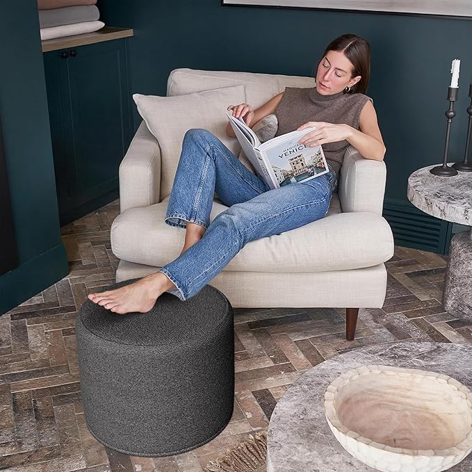 ZICOTO Beautiful Boucle Pouf Ottoman and Foot Rest - Image 7