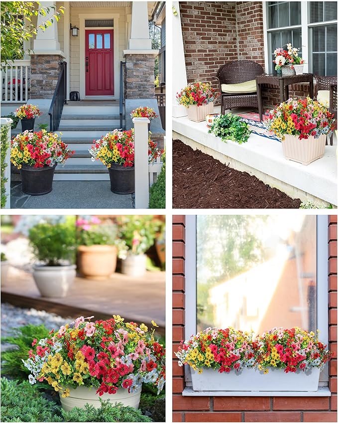 Faux Flowers for Outdoor Planters 16 Bundles UV Resistant Artificial Fake - Image 5