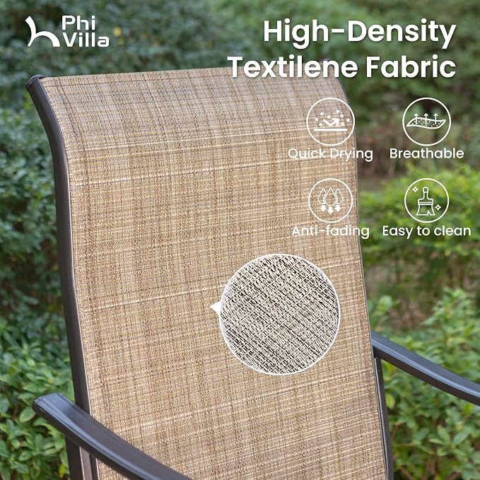 PHI Villa Outdoor Swivel Bar Stools Set of 8, Counter Height Patio Chairs - Image 4