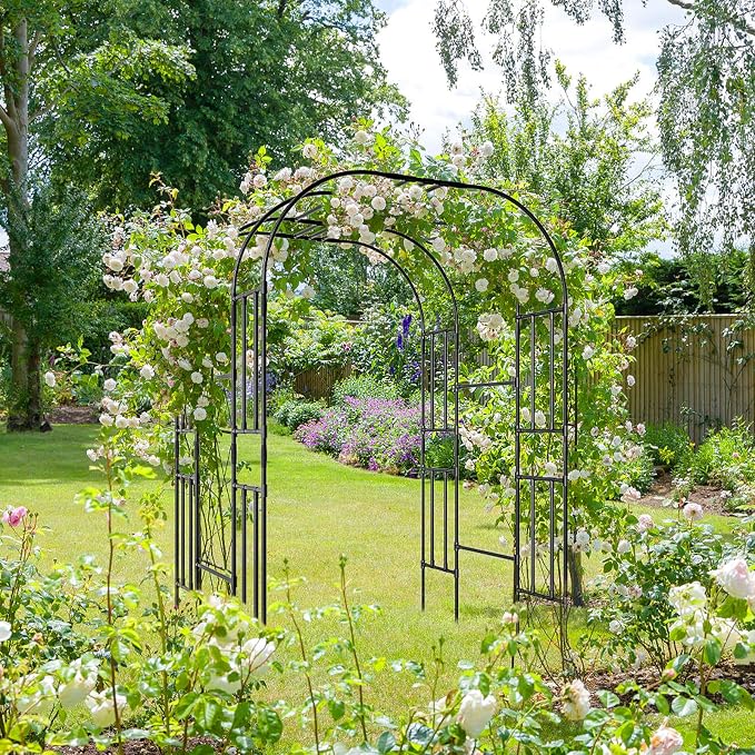 Tall Garden Arch Trellis for Climbing Plants, 87in Tall Metal Plant Support - Image 7