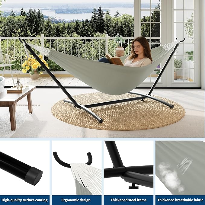 2 Person Hammocks with Stand for Outside, Double Hammocks Portable Space Saving - Image 3