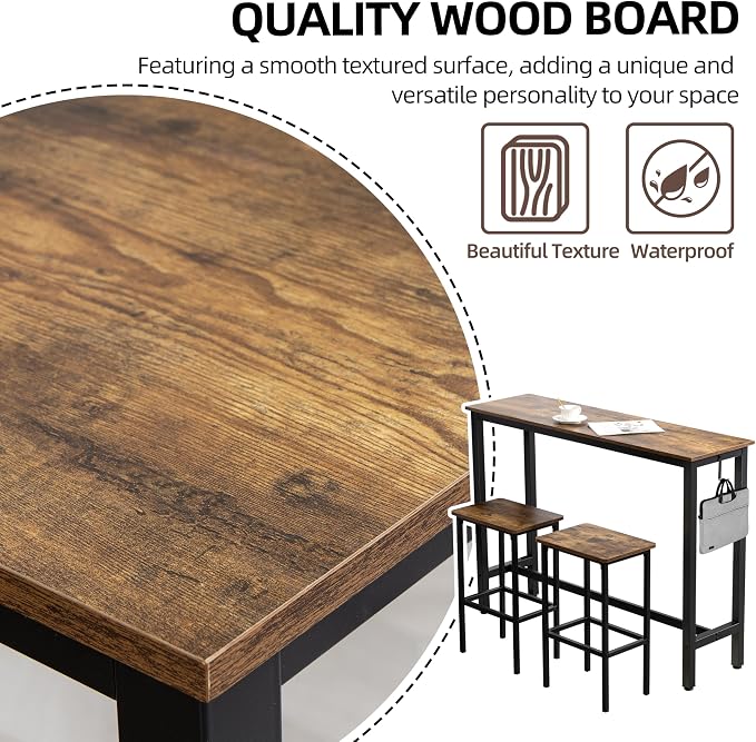 Finnhomy 52.7" Industrial Bar Table Set - Image 6