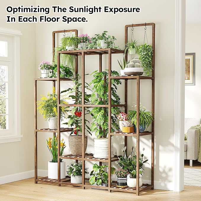 EnHomee Plant Stand Indoor Wood Plant Stand Outdoor Plant Shelf - Image 3
