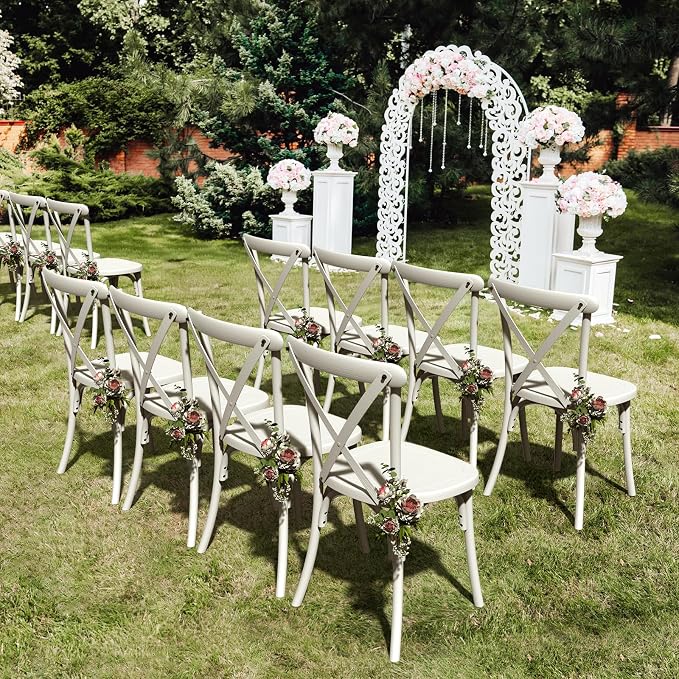 VINGLI Plastic Outdoor Dining Chairs Set of 8, Stackable Patio Dining Chairs - Image 8