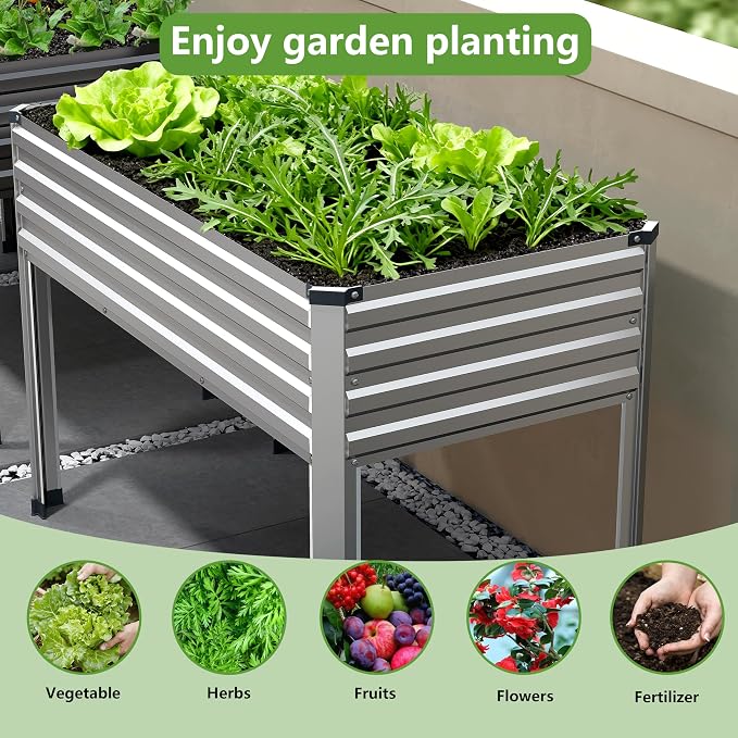 48×24×30in Galvanized Raised Garden Bed, Metal Elevated Planter Box - Image 3