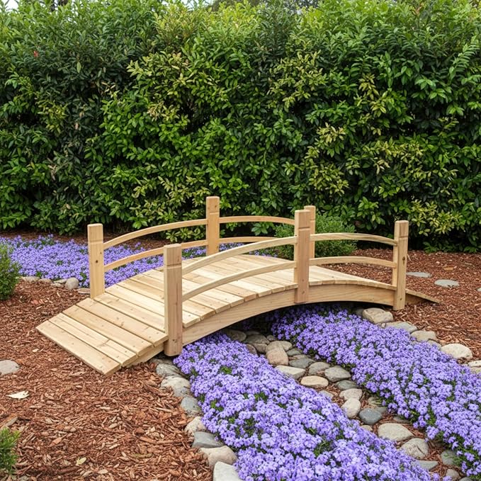 Shine Company 4982N 6 Ft. Cedar Wood Garden Bridge - Image 2
