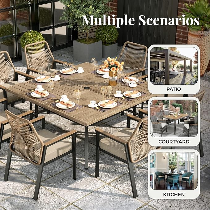 Patio Wicker Swivel Chair Sets of 8, Outdoor Dining Chairs - Image 8