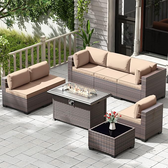 Kullavik 8 Pieces Outdoor Patio Furniture Set, Sectional Sofa Set - Image 8