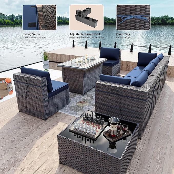 Kullavik 8 Pieces Outdoor Patio Furniture Set, Sectional Sofa Set - Image 4