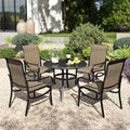 PHI VILLA 5 Piece Round Patio Dining Set, Round Metal Table by PHIVILLAThepioneerofcomfortablehouseholdsupplies
