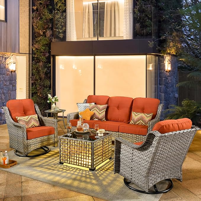HOOOWOOO 5 Piece Patio Furniture Conversation Sets by DesignforBetterLife