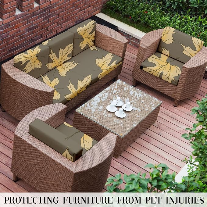 8Pcs Stretch Patio Cushion Covers Outdoor Cushion Cover, Jacquard Stretch - Image 6