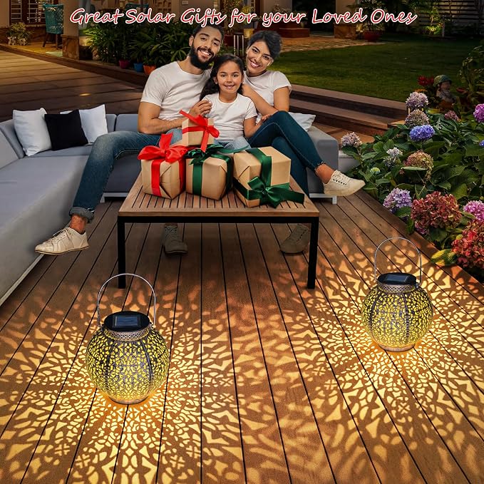 2Pack Solar Outdoor Lanterns Waterproof, Garden Gifts - Image 2