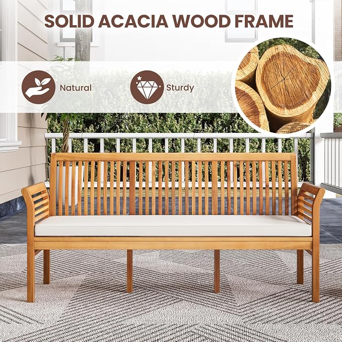 RELAX4LIFE 62.5’’ Outdoor Bench Acacia Wood - Image 6