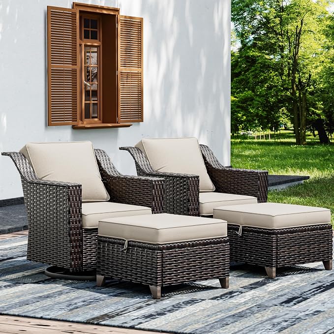 Joyside Wicker Patio Furniture Sets, 4 Pieces Upgraded Large Size Outdoor by Joyside