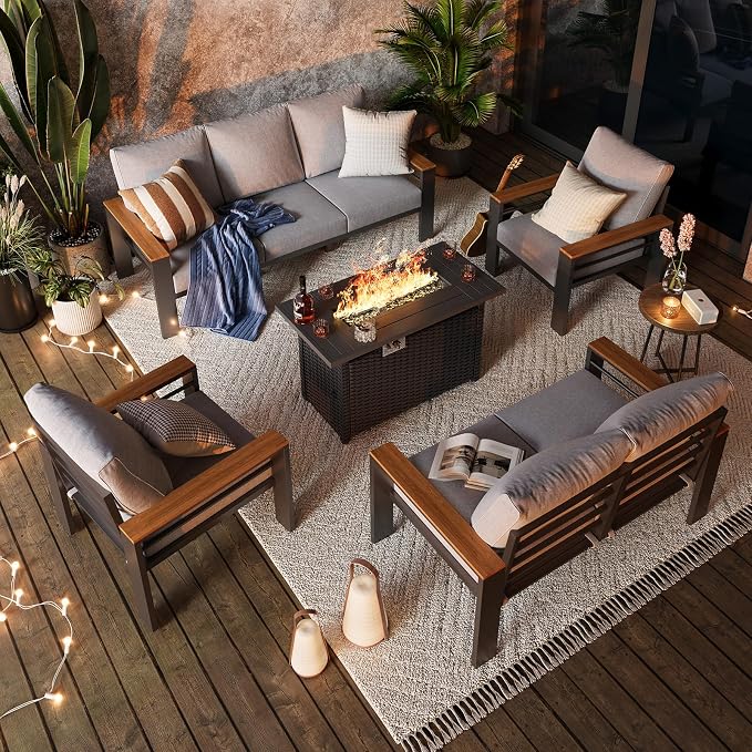 Aoxun Aluminum Outdoor Patio Furniture Set, 8-piece Outdoor Sectional - Image 2