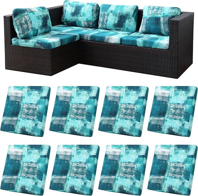 8Pcs Stretch Patio Cushion Covers, Outdoor Couch Covers Replacement, Outdoor by BIETYONE
