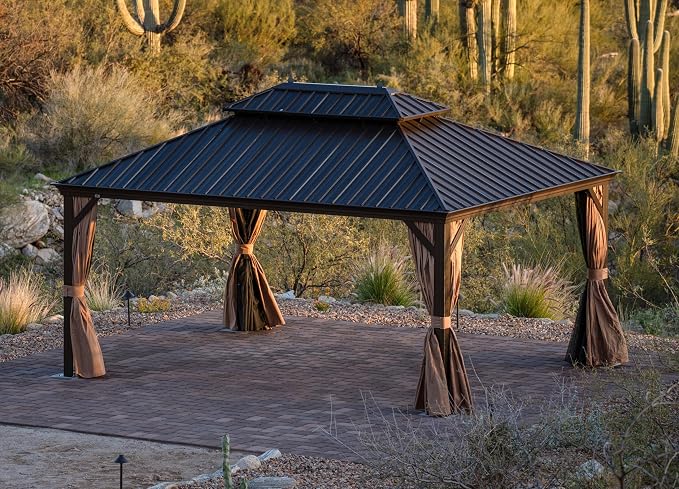 PURPLE LEAF 14' X 16' Outdoor Hardtop Gazebo Patio Wide Aluminum Frame Metal by PURPLELEAF