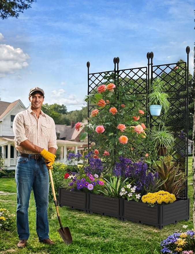 GAOMON 3 PCS Raised Garden Bed - 50 in W x 63" Tall Plastic Planter Box - Image 4